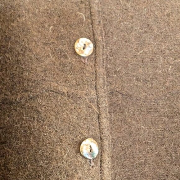 Beyond Threads Alpaca Sweater Jacket Wool Rich Brown Scalloped Edges Structured - Picture 13 of 16